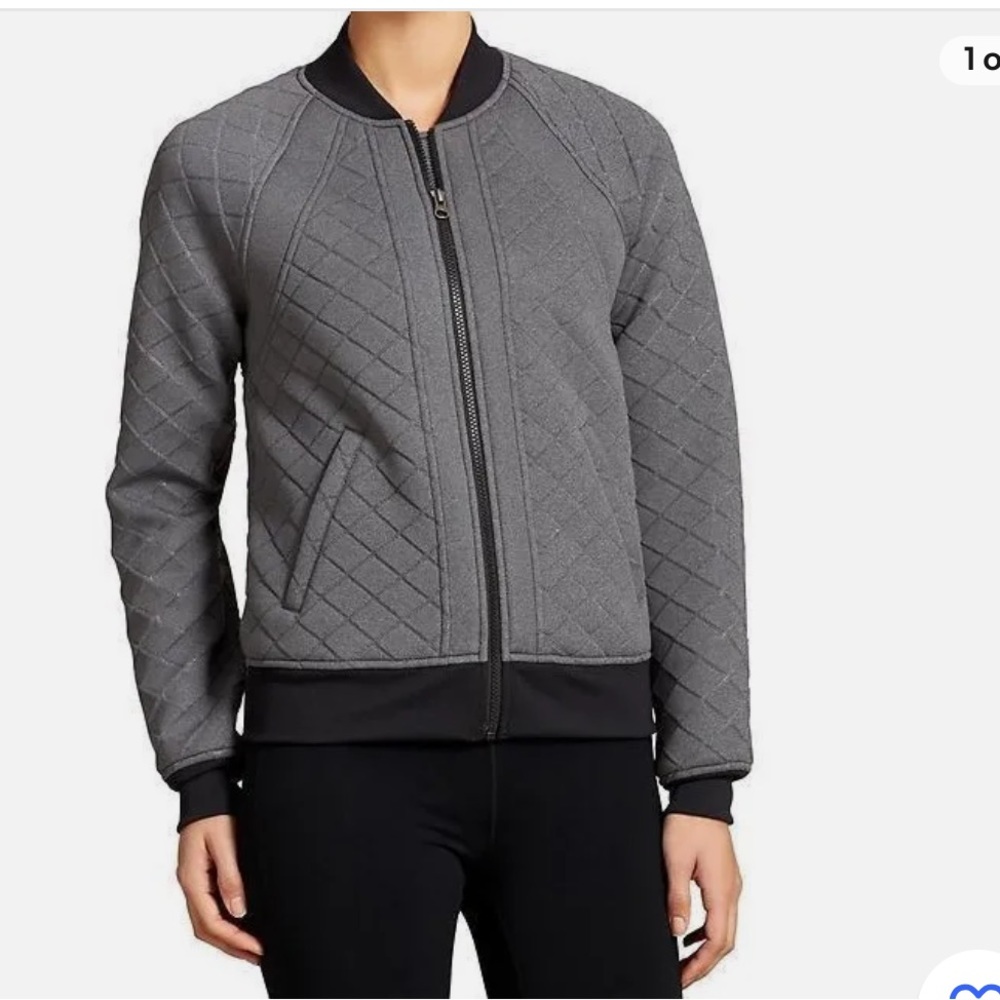 Athleta Patterned Gray Bomber Jacket Sz Small - image 1